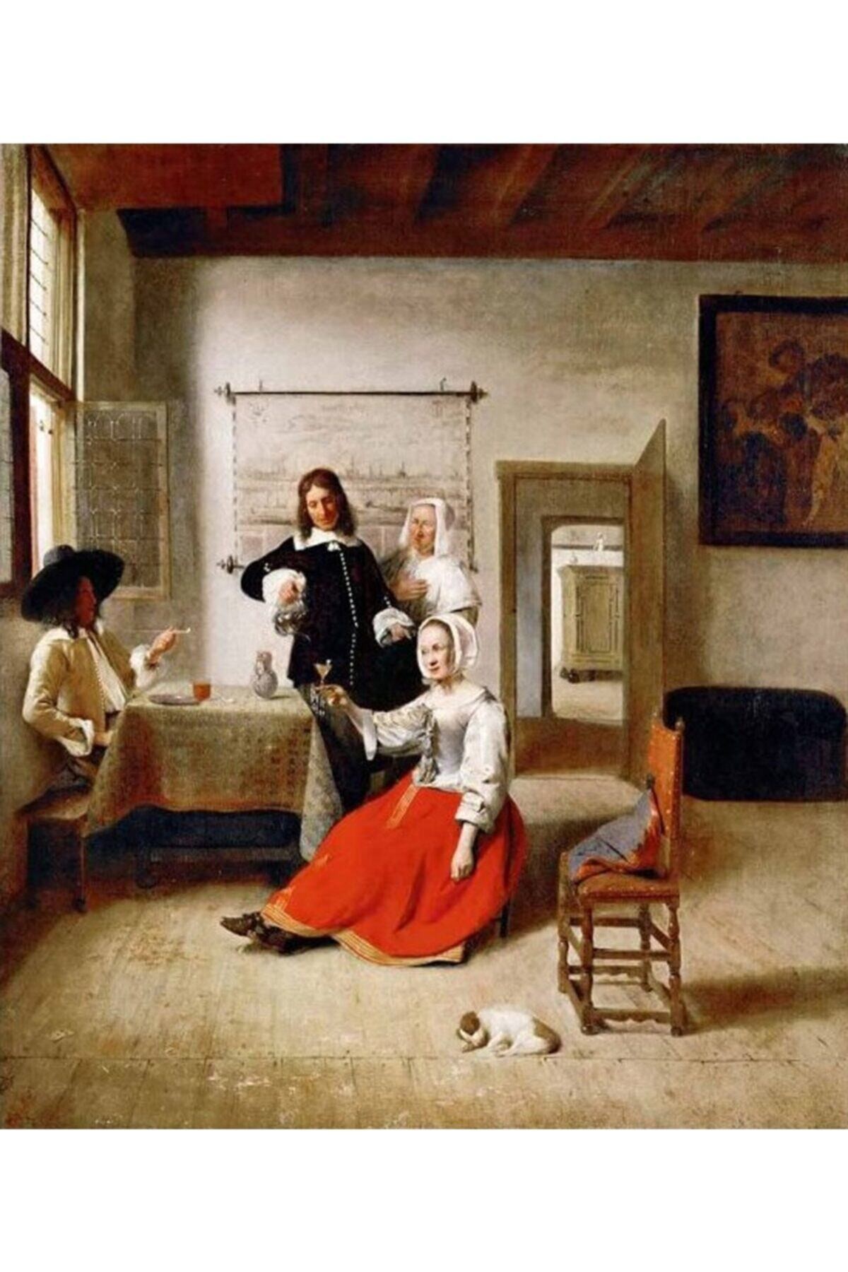 Movas Sanat Pieter De Hoch - Drinkers at Home | Diamond Mosaic Puzzle | 35x50 | E20202999M
