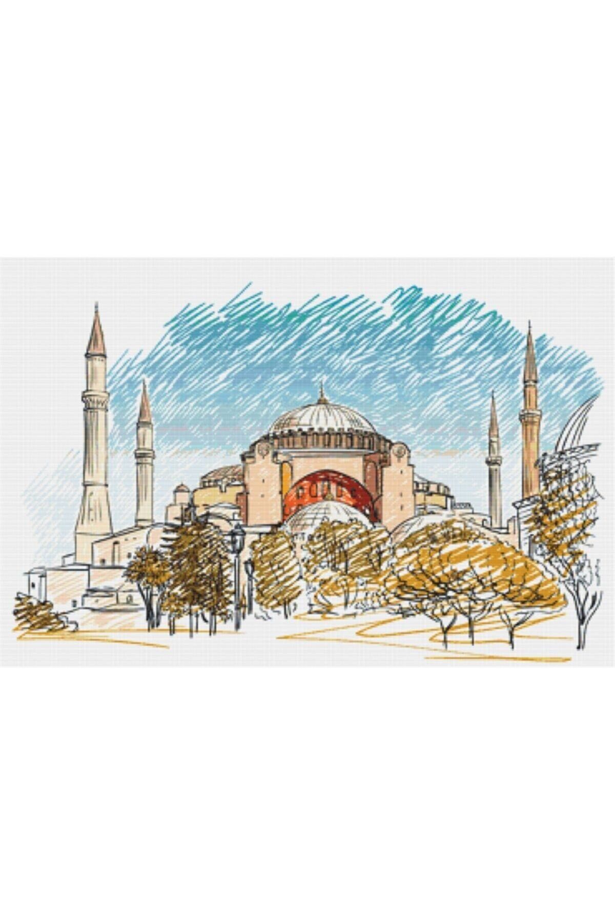 Movas Sanat Hagia Sophia Museum in Autumn Colors | Diamond Mosaic Puzzle | 53x35 | E2020309