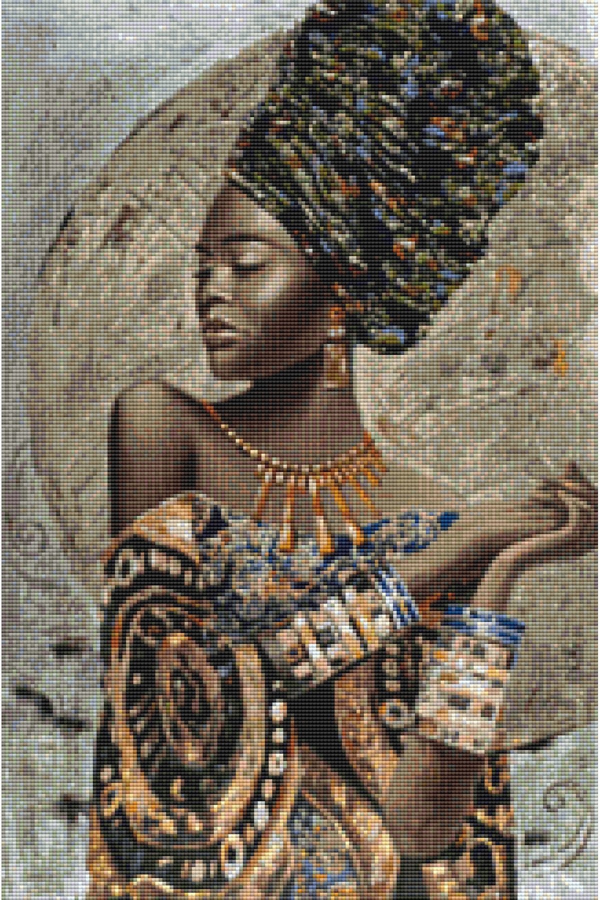 Movas Sanat Siyahi Kadın Elmas Mozaik Tablo / Elmas Mozaik 40x60cm E20202621M