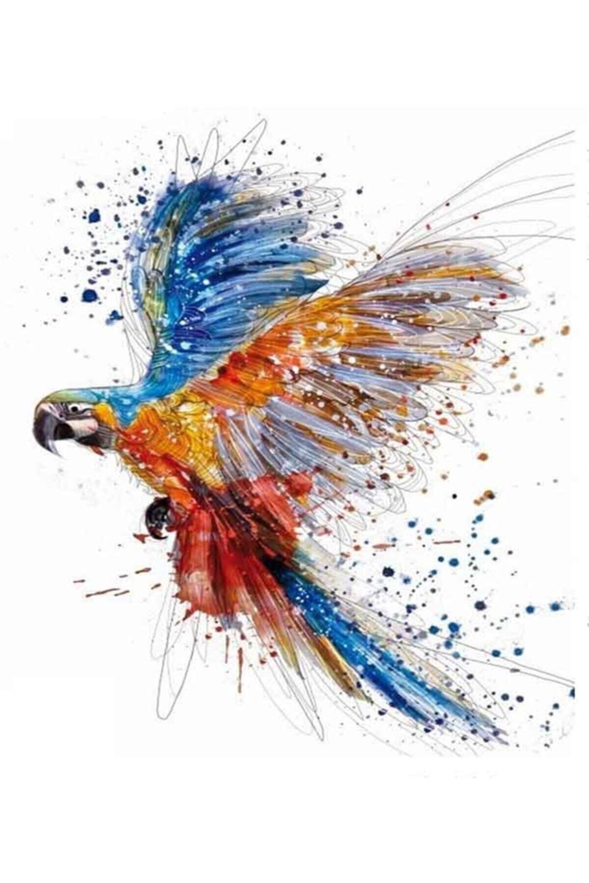 Movas Sanat Paint-Scattering Parrot | Diamond Mosaic Painting | Mosaic Puzzle | 50x50|E20202640M
