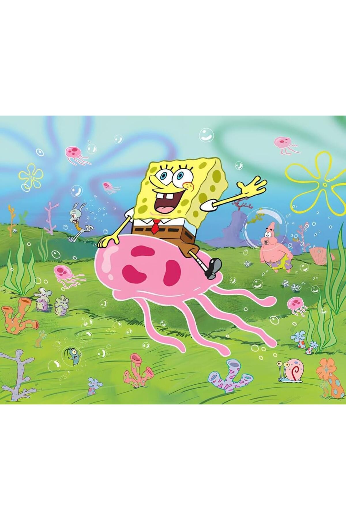 Movas Sanat Jellyfish Tour - SpongeBob | Diamond Mosaic Painting | Mosaic Puzzle | 55x45 | E20204065