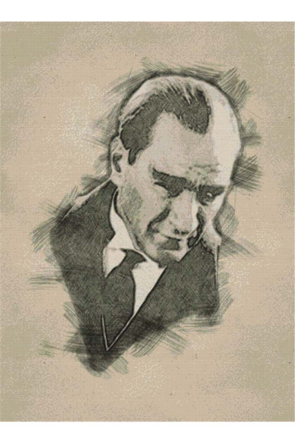 Movas Sanat Portreleri Bile Renklendiren Atatürk | Boncuk Goblen | 40x54 | E2020983M