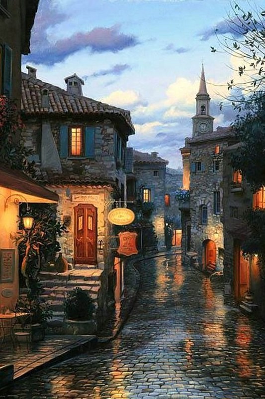 Movas Sanat Ortaçağ Avrupasının Dar Sokakları | Elmas Mozaik Puzzle | 35x52 | E2020467İO