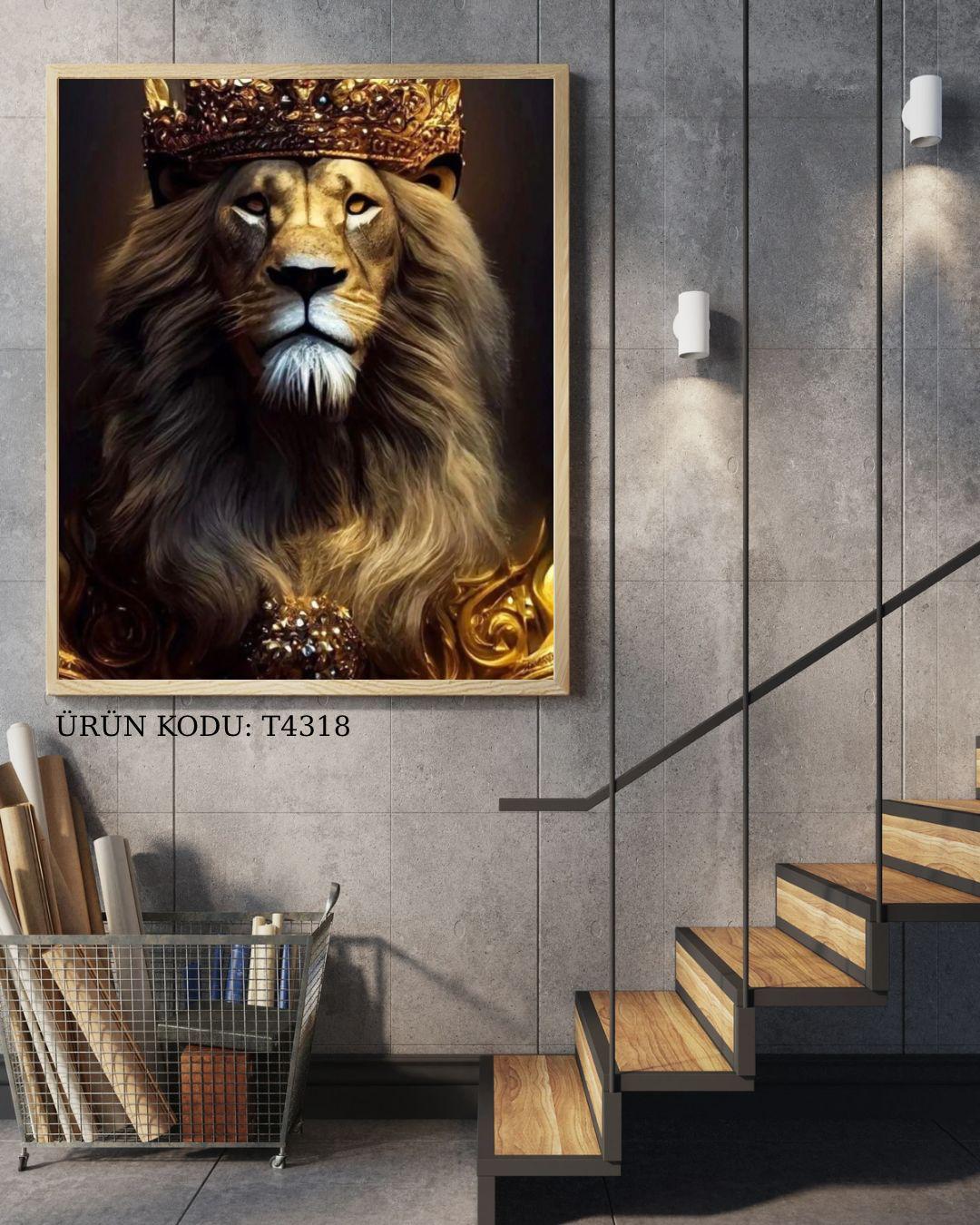 Aslan Kral 40X70cm Dialands Elmas Mozaik Tablo 
