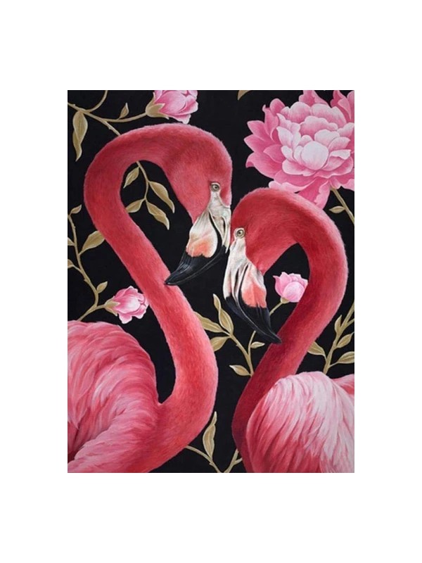 Movas Sanat Sevgilerini Gösteren İki Flamingo | Mozaik Puzzle | 50X65 | E20234296