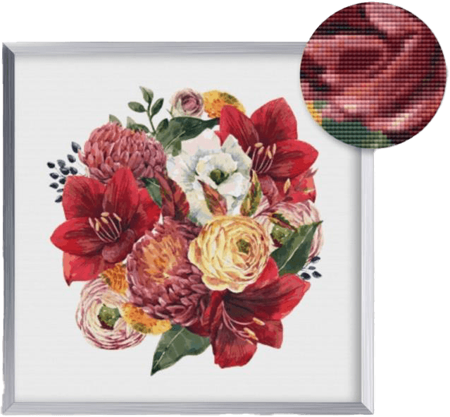 Movas Sanat Beautiful Flowers | Ready-made Mosaic Painting | 73x73 | H20200007M