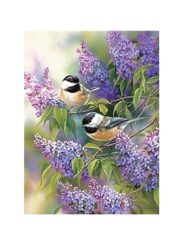 Movas Art Tiny Birds And Hyacinths | Diamond Mosaic Table | Mosaic Puzzle | 35x50 | E20201242M