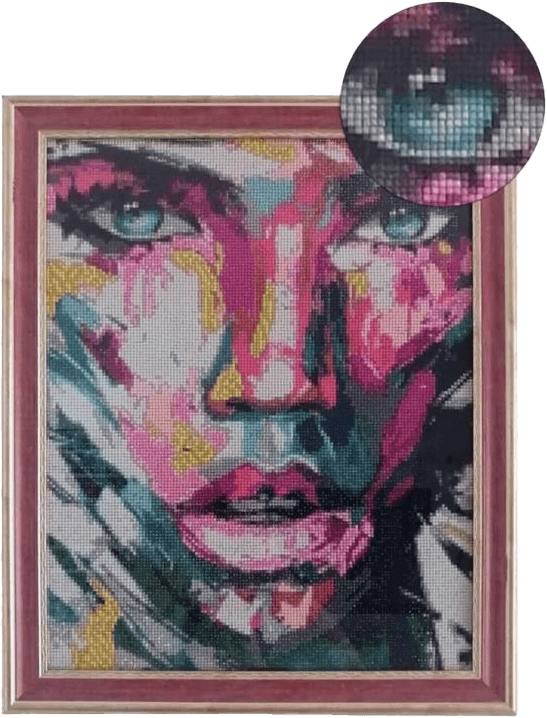 Movas Sanat Colorful Female Face | Ready-made Mosaic Painting | 44x35 | H20200020M