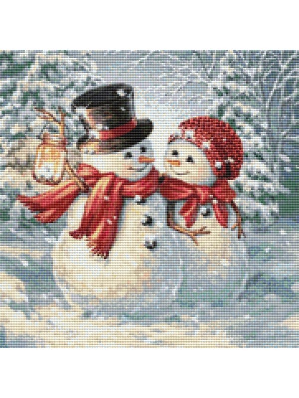 Movas Art Snowman And Snow Woman | Diamond Mosaic Table | Mosaic Puzzle | 45x45 | E20201301M