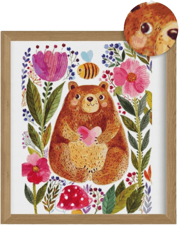 Movas Sanat Cute Bear | Ready-made Mosaic Painting | 52x70 |H20200004M