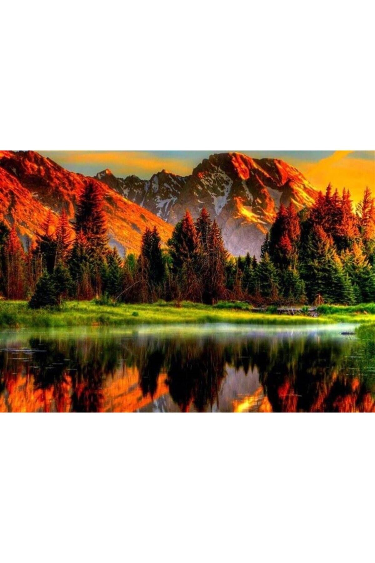 Movas Sanat Mountains And Trees Reflected In The Lake | Diamond Mosaic Painting | Mosaic Puzzle | 55x40 | E20203420