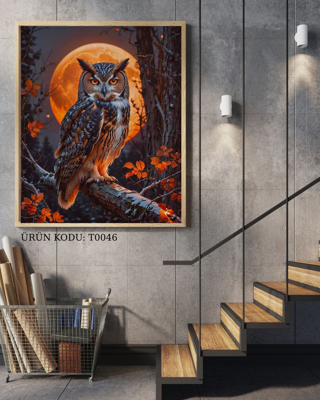 Ay Işığı Ve Baykuş 40x52cm T0046 Dialands Elmas Mozaik Tablo