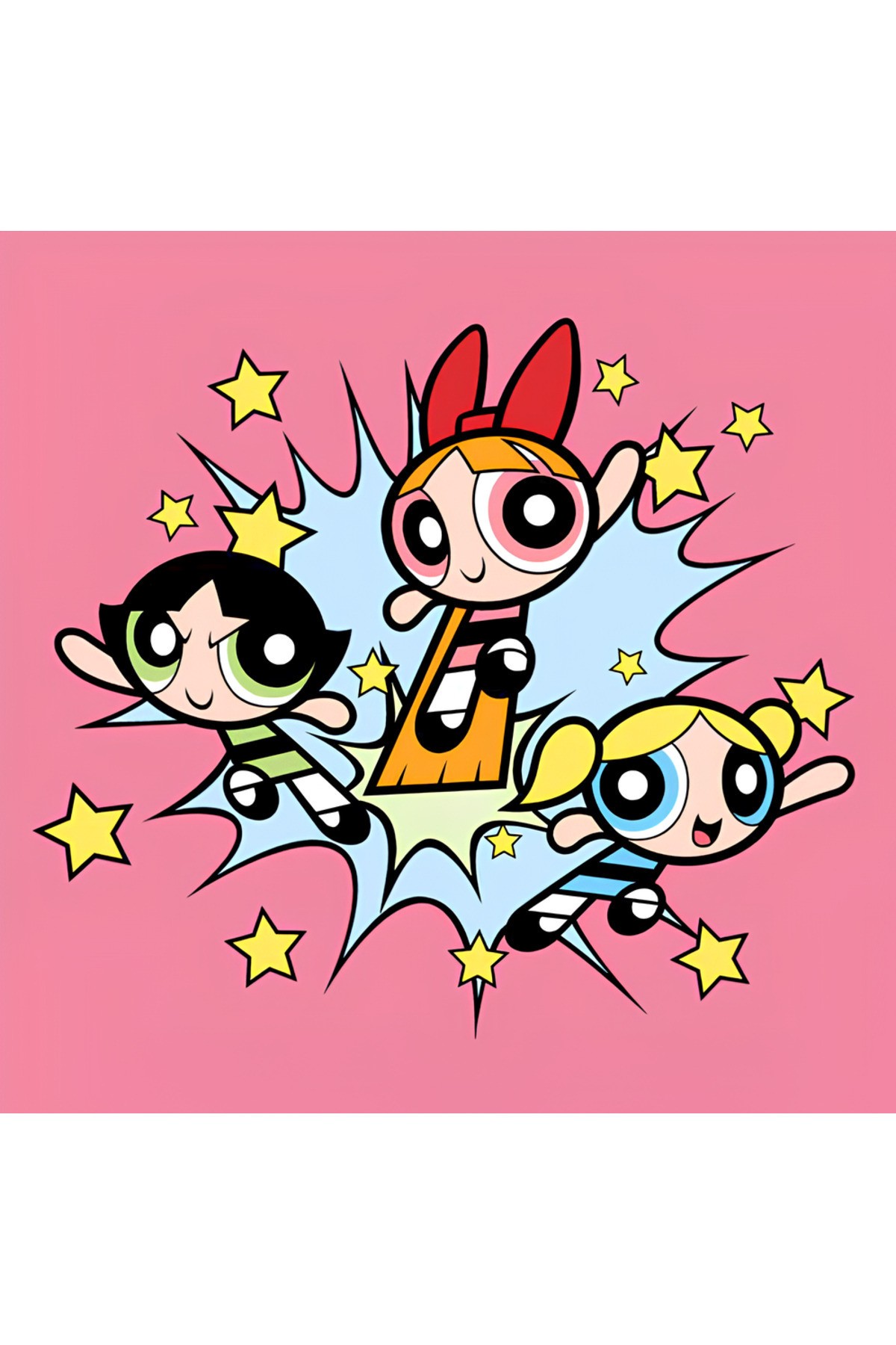 Movas Sanat Yıldız Patlaması - Powerpuff Girls | Elmas Mozaik Puzzle | 40x40 | E20204026