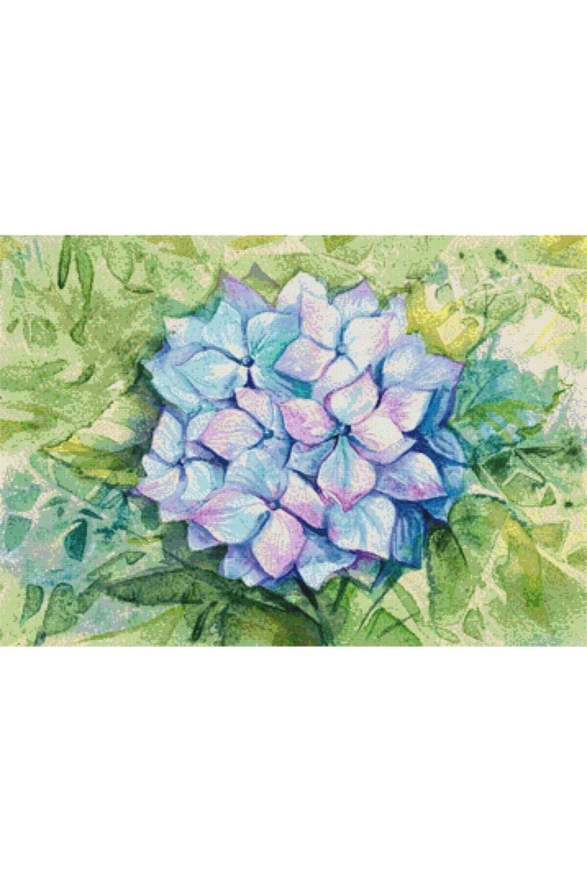 Movas Sanat Harbinger of Summer Blue Hydrangea Flower | Diamond Mosaic Puzzle | 50x35 |E20201120M