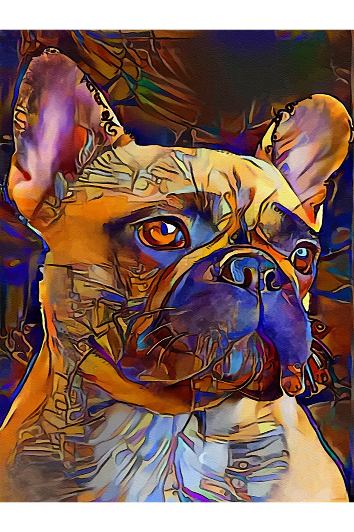 Movas Sanat Renkli Havalı Köpek | Elmas Mozaik Tablo | Mozaik Puzzle | 45x60 | E20203756