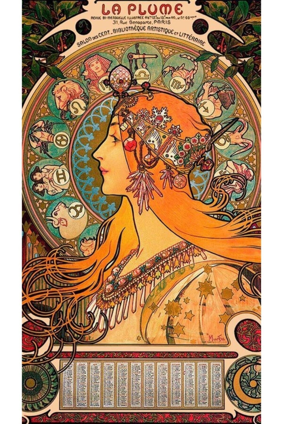 Movas Sanat Alphonse Mucha'nın Eseri | Elmas Mozaik Tablo | Mozaik Puzzle | 34x60 | E20203573