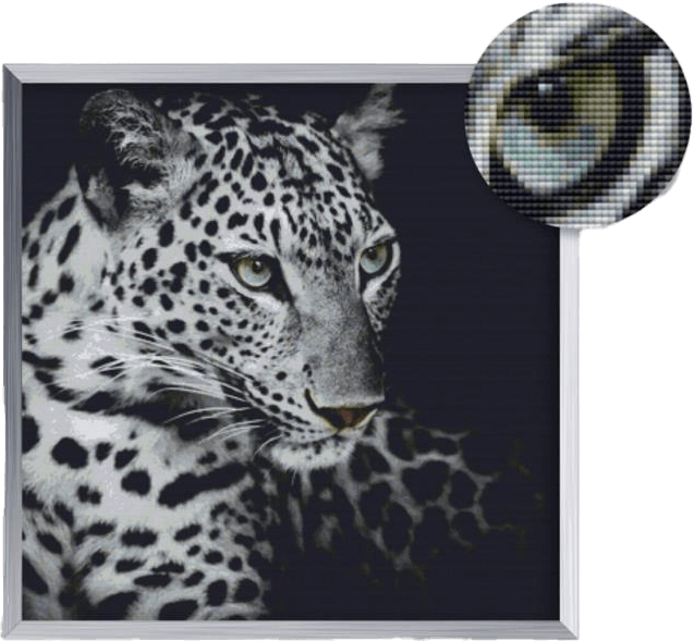 Movas Sanat Portrait of a Wild Leopard | Ready-made Mosaic Painting | 78x78 | H20200012M