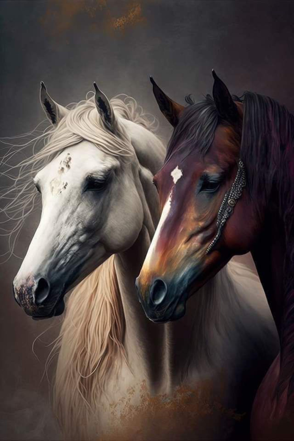 Movas Sanat Sert Bakışlı Atlar | Elmas Mozaik Tablo | Mozaik Puzzle | 40x60 | E20204319