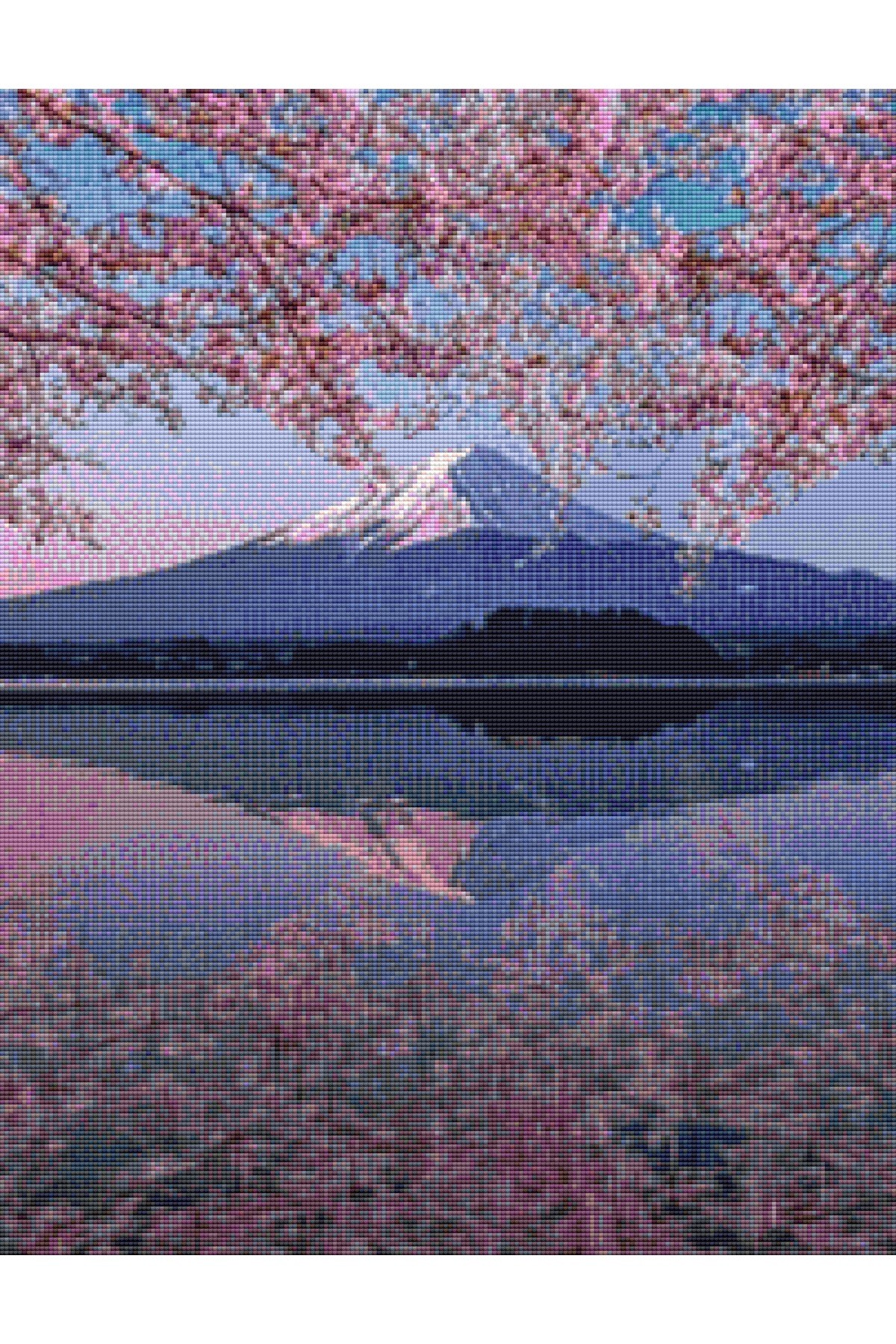 Movas Sanat Fuji Dağı Ve Sakura Ağaçları | Elmas Mozaik Tablo | Mozaik Puzzle | 50x65 | E20204187