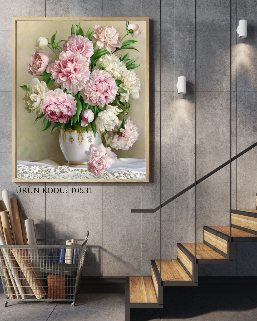 Pembe Kasımpatılar 38x51cm T0531 Dialands Elmas Mozaik Tablo