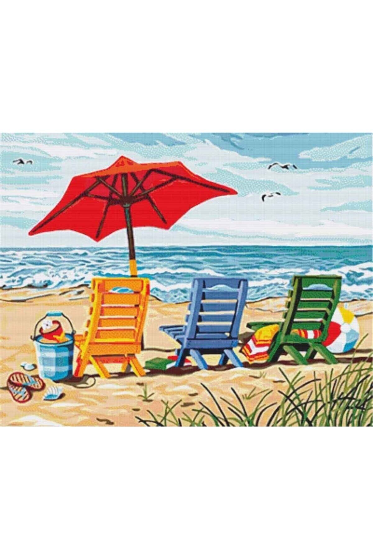 Movas Sanat Summer And Beach | Diamond Mosaic Painting | Mosaic Puzzle | 50x40 | E20201874M