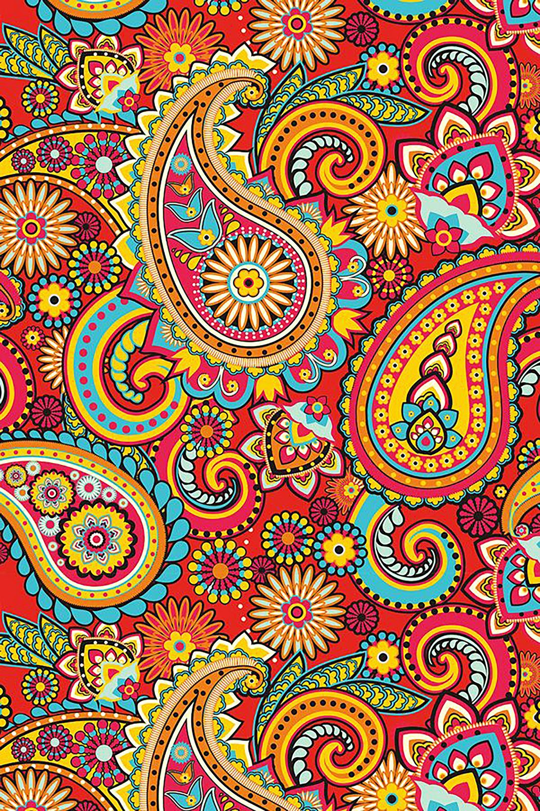 Paisley Desenli Kırmızı Zemin Hint Yağmuru 35x50cm T002 Dialands Elmas Mozaik Tablo