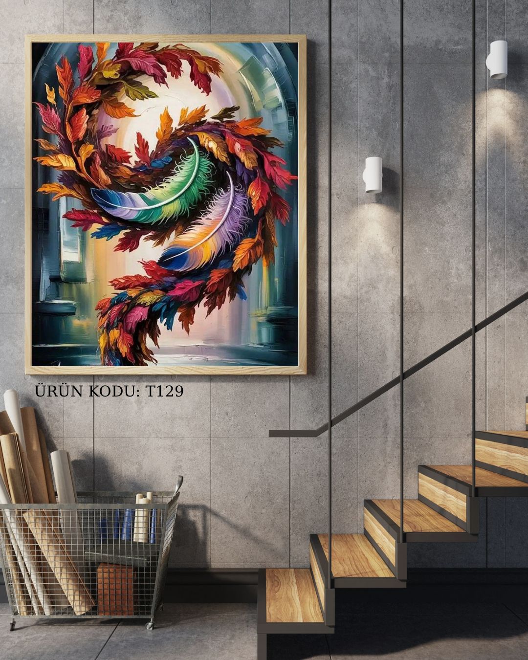 Renklerin Dansı Tüy Fırtınası 39X70cm T129 Dialands Elmas Mozaik Tablo