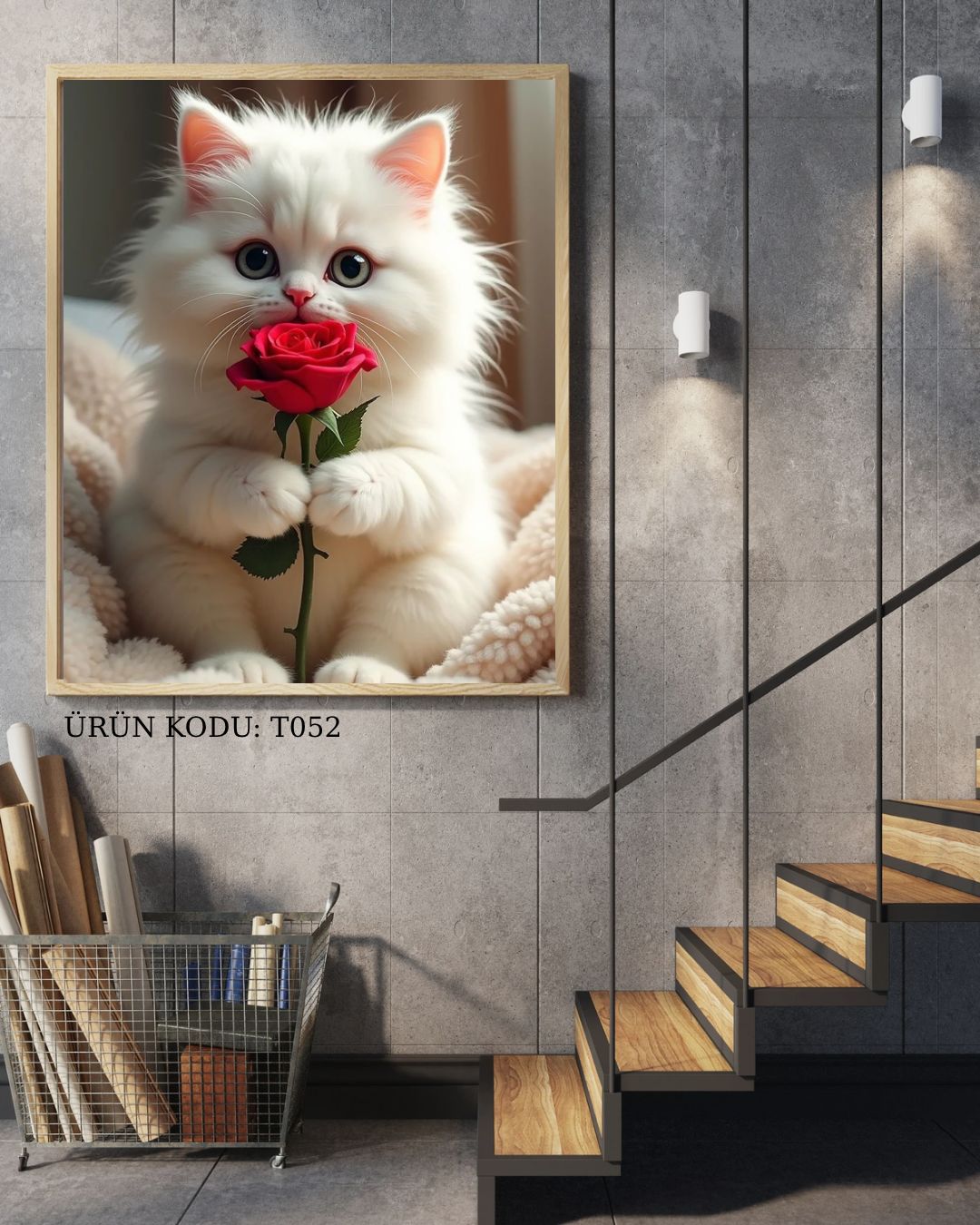 Sevimli Kedi 34X50cm T052 Dialands Elmas Mozaik Tablo