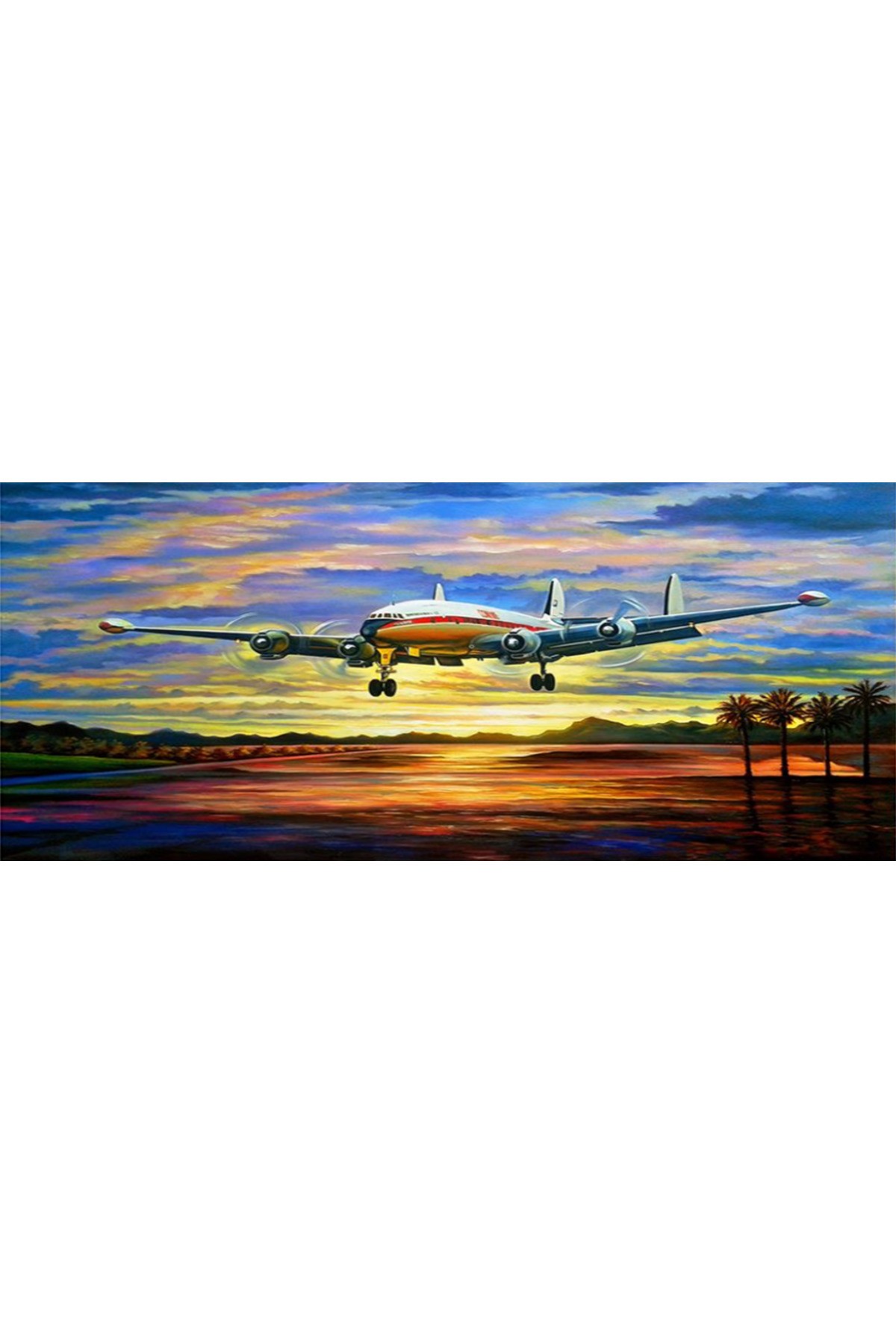 Movas Sanat Lockheed Super G | Elmas Mozaik Tablo | Mozaik Puzzle | 130x55 | E20204380