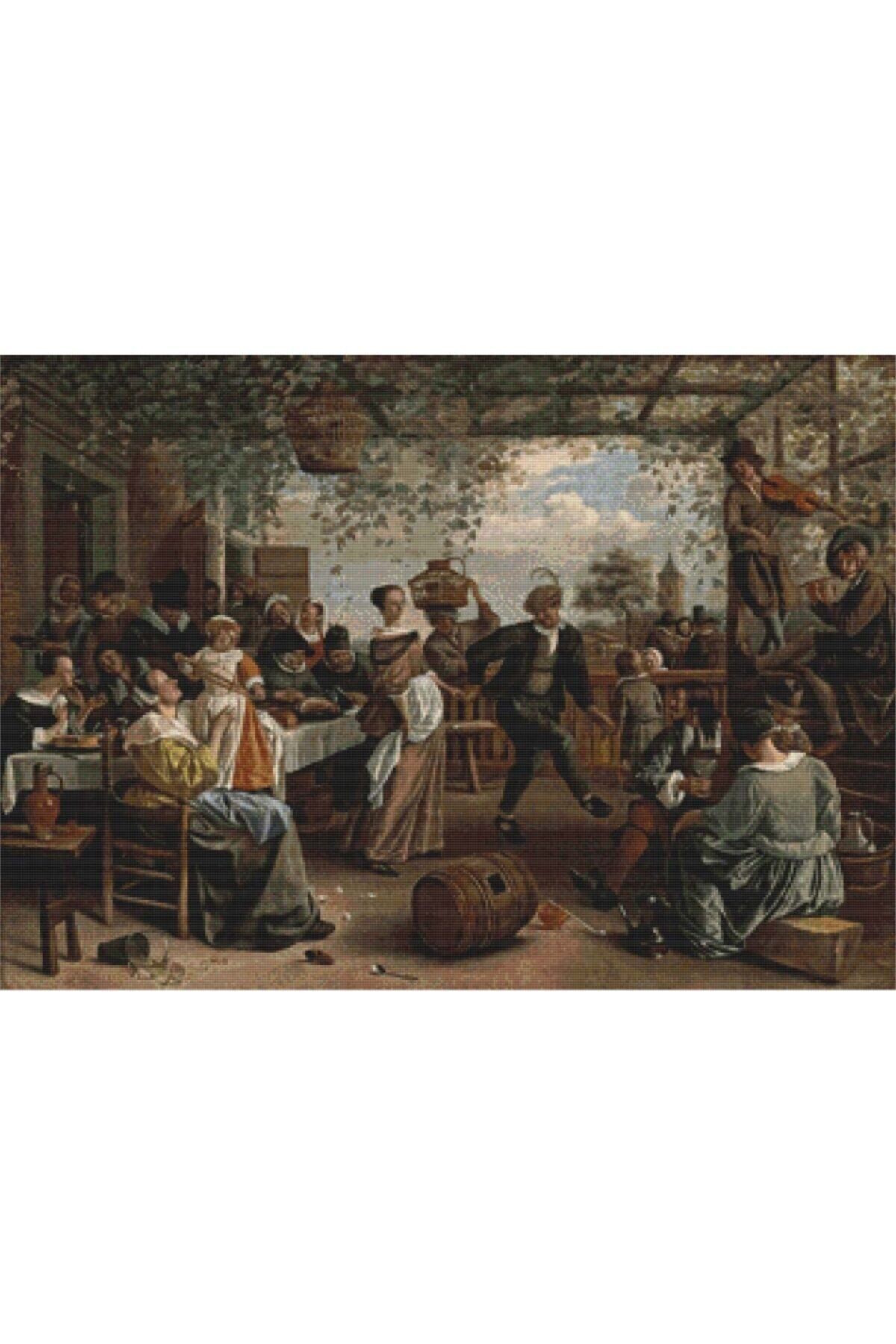 Movas Sanat Dancing Couple Jan Steen | Diamond Mosaic Painting | Mosaic Puzzle | 50x35 |E2020991M