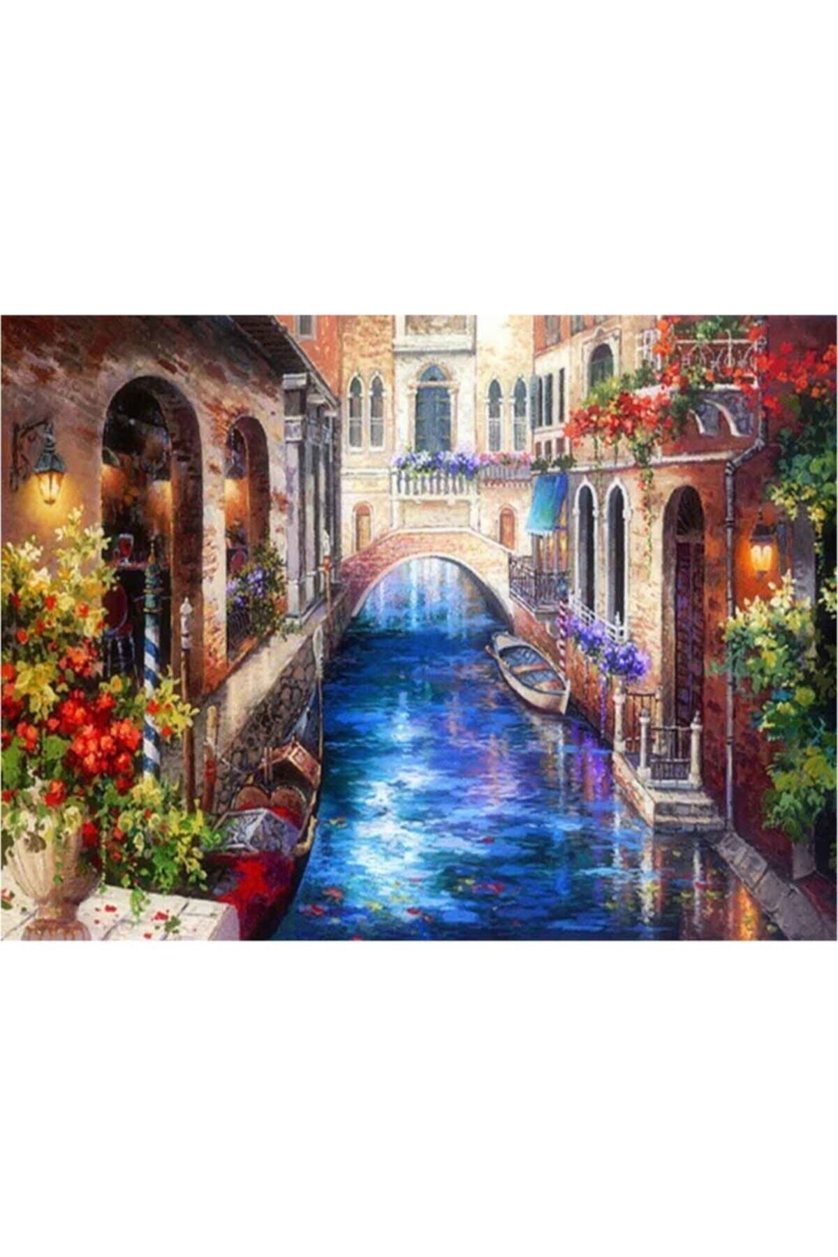 Movas Sanat Sokak Arasında Ki Su Yolu | Elmas Mozaik Tablo | Mozaik Puzzle | 50x35 | E20202366M