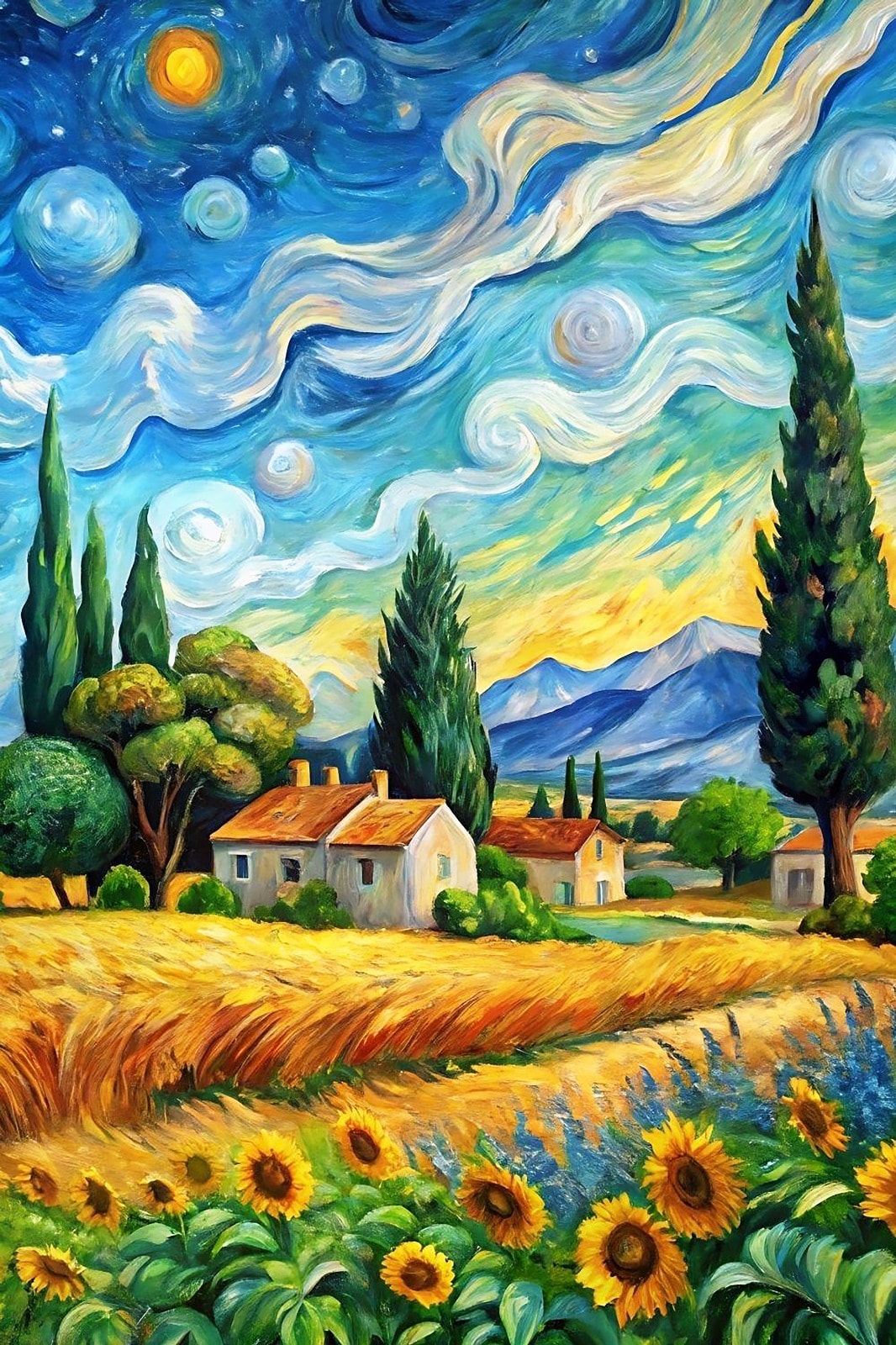 Van Gogh Buğday Tarlası Ve Selviler 47x70cm T027 Dialands Elmas Mozaik Tablo