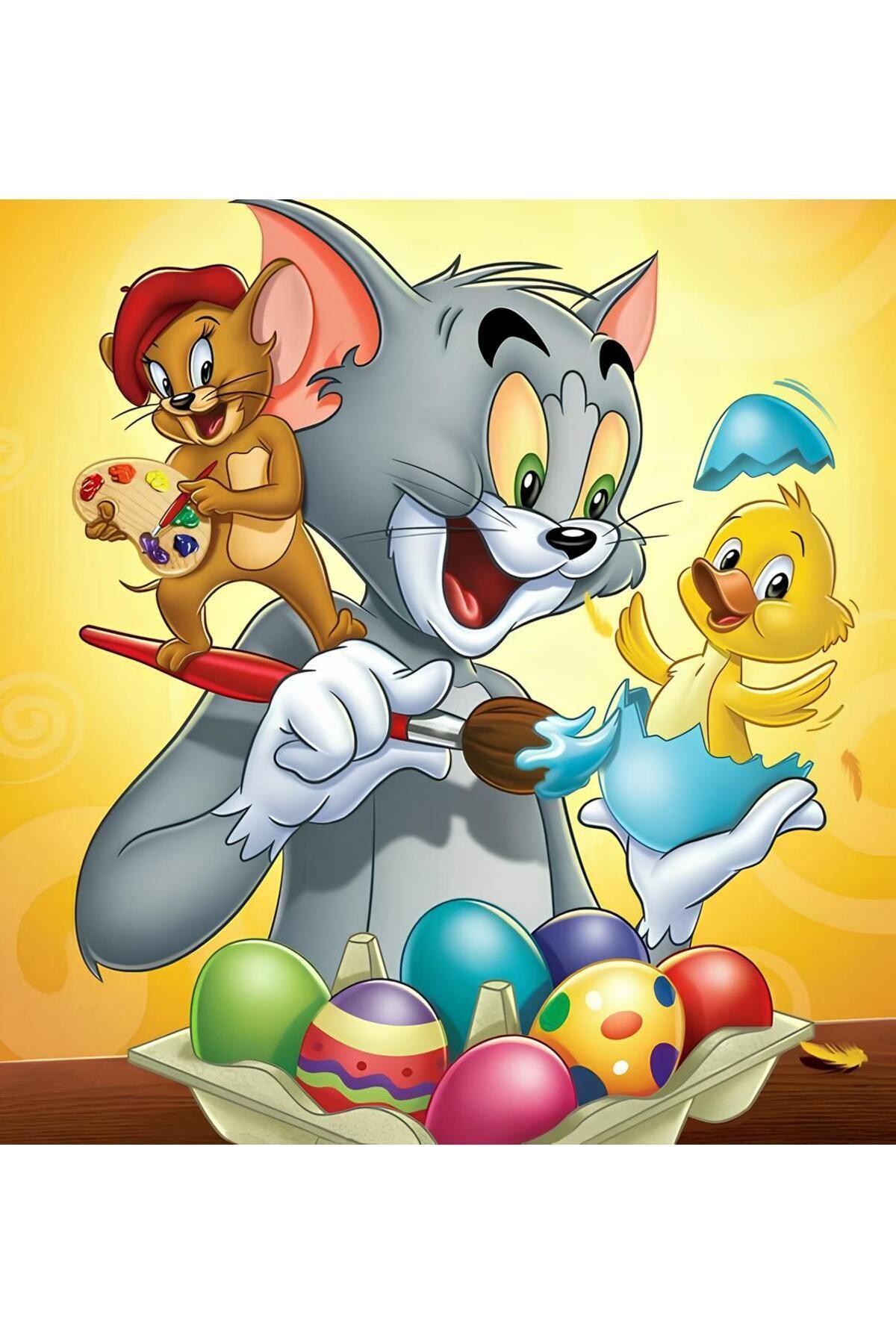 Movas Sanat Paskalya - Tom Ve Jerry | Elmas Mozaik Tablo | Mozaik Puzzle | 45x50 | E20204126