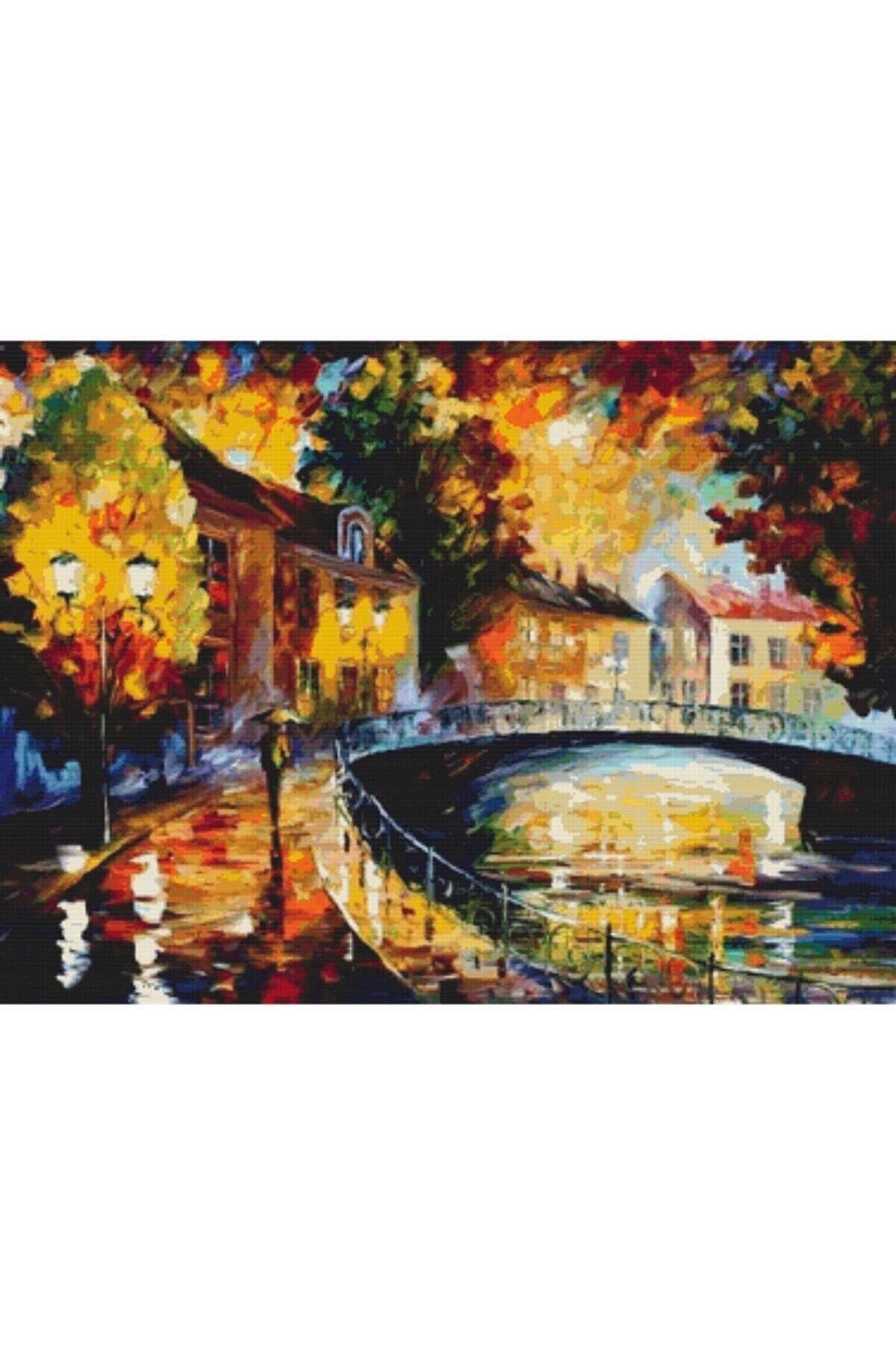 Movas Sanat Yağmurlu Bir Akşamda Tek Başına | Elmas Mozaik Tablo | Mozaik Puzzle | 55x40 | E2020453