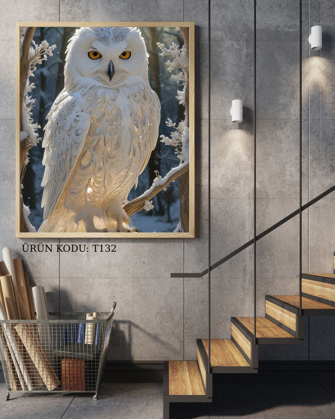 Kristal Baykuş 45X78cm T132 Dialands Elmas Mozaik Tablo 