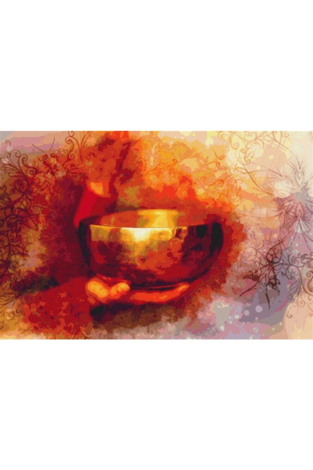 Movas Sanat Altın Tibet Kasesi | Elmas Mozaik Tablo | Mozaik Puzzle | 49x32 | E2020117