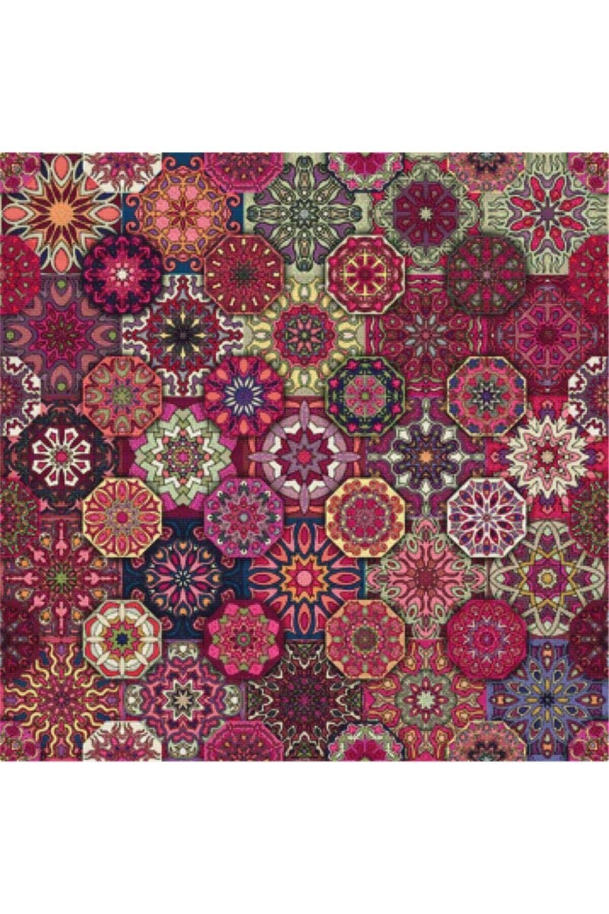 Movas Sanat Vintaj Çiçek Mandala | Elmas Mozaik Tablo | Mozaik Puzzle | 50x50 | E20201034M