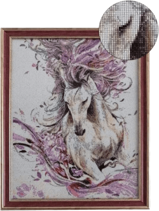 Movas Sanat White Noble Horse | Ready-made Mosaic Painting | 54x42 |H20200022M