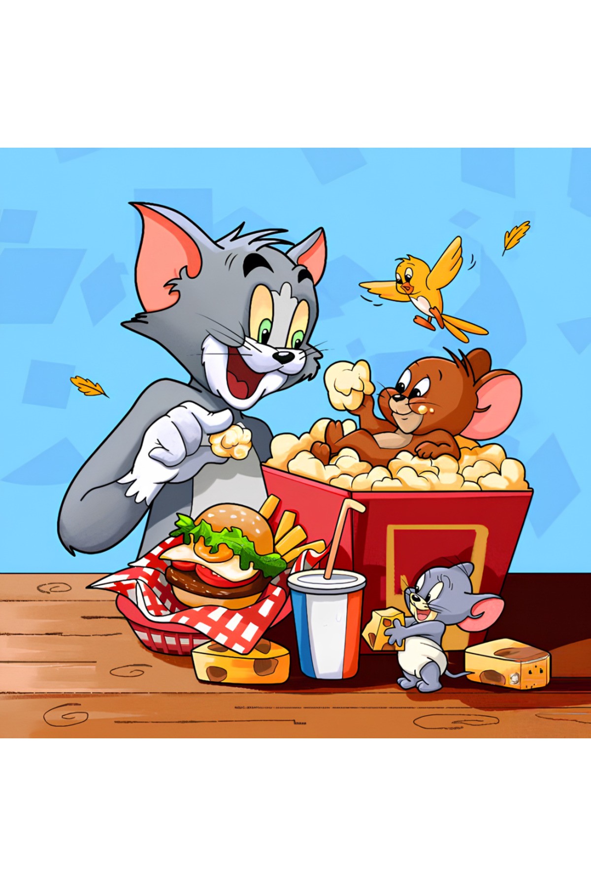 Movas Sanat Yemek Ve Dostluk - Tom Ve Jerry | Elmas Mozaik Tablo | Mozaik Puzzle | 50x50 | E20204121