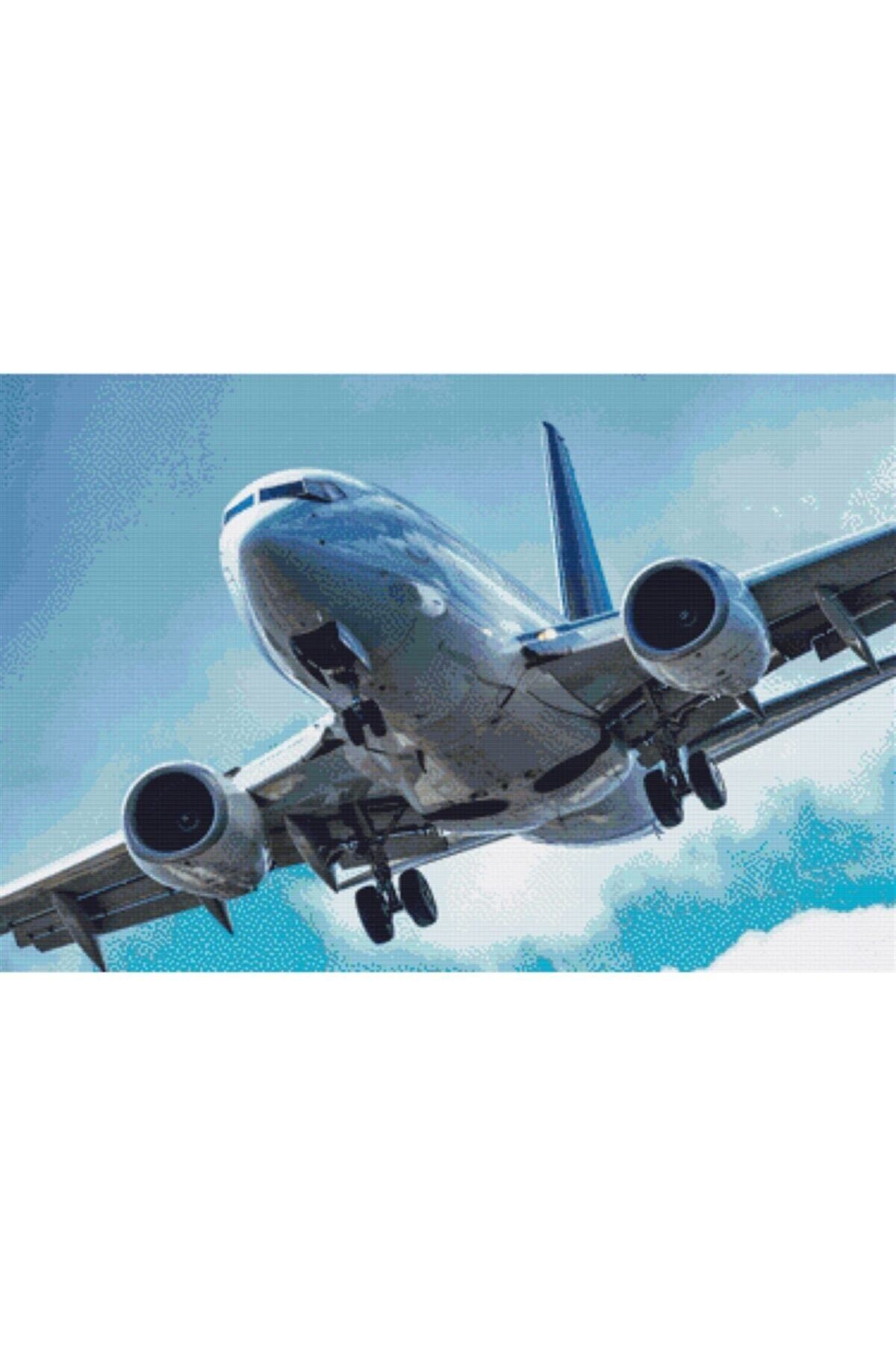 Movas Sanat Efsane Uçak Boeing 737800 | Elmas Mozaik Tablo | Mozaik Puzzle | 55x36 | E2020789