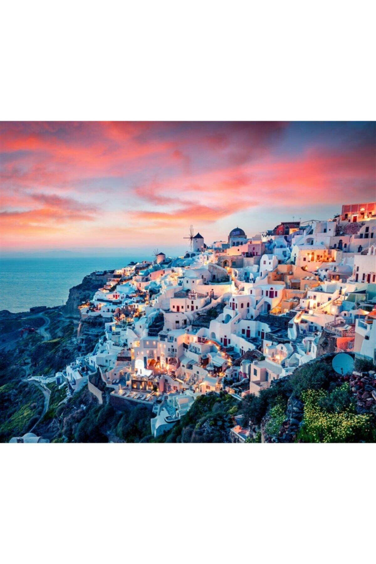 Movas Sanat Santorinin Akşam Görünümü | Elmas Mozaik Tablo | Mozaik Puzzle | 55x47 | E2020061
