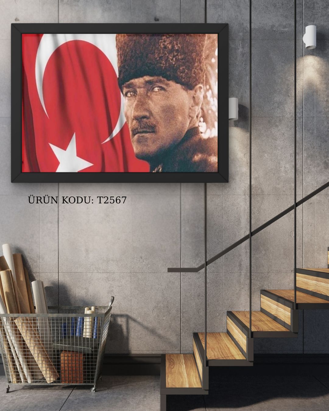 Atatürk Ve Bayrak 50x35cm Dialands Elmas Mozaik Tablo