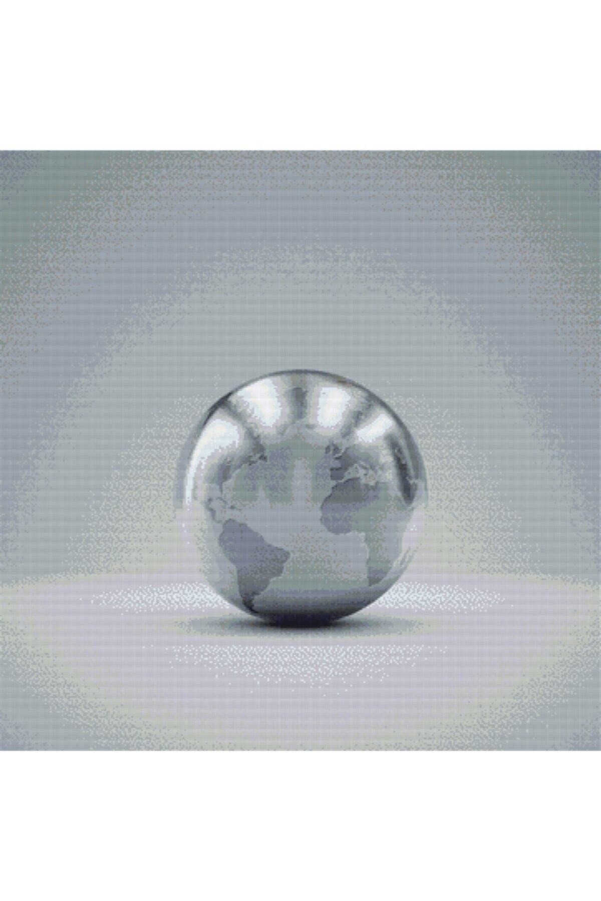 Movas Sanat 3d Metalik Dünya | Elmas Mozaik Tablo | Mozaik Puzzle | 50x50 | E2020692