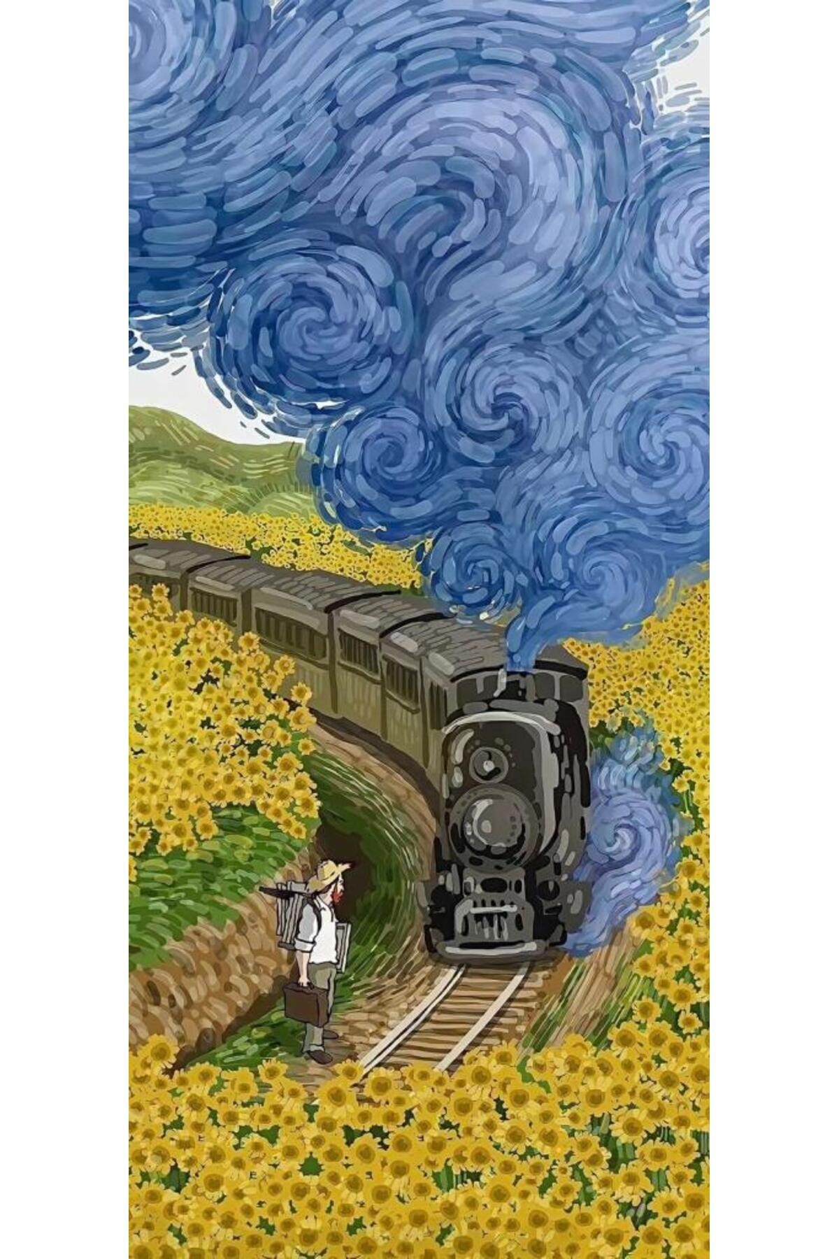 Movas Sanat Lokomotif Çizim | Elmas Mozaik Tablo | Mozaik Puzzle | 45x100 | E20204440