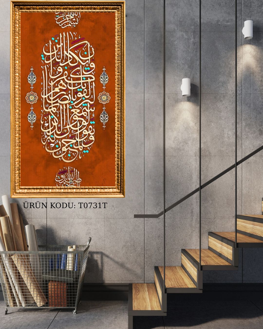 Nazar Ayeti Turuncu 36x76cm TT0731MT Dialands Elmas Mozaik Tablo