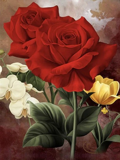 Movas Sanat Twin Roses | Diamond Mosaic Painting | Mosaic Puzzle | 55x70 | E20234297IO