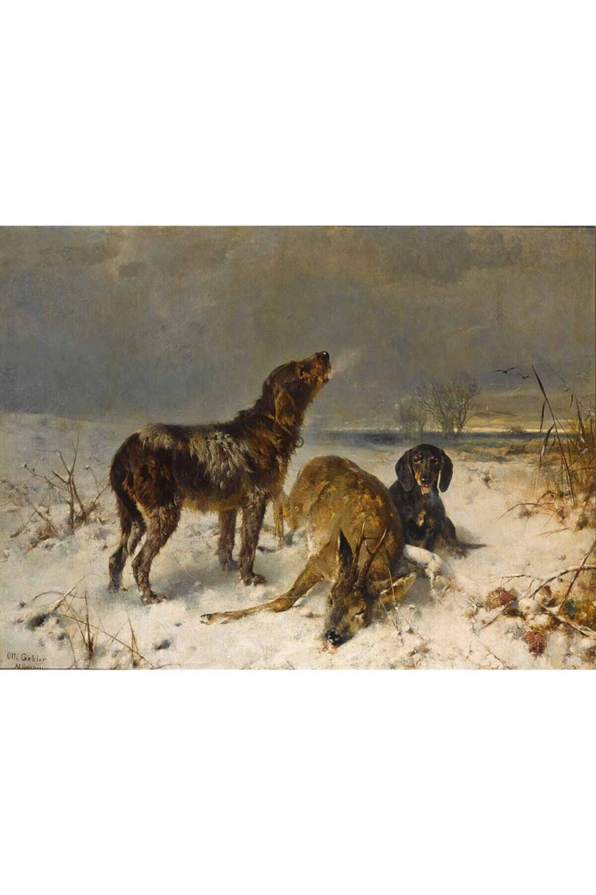 Movas Sanat Friedrich Otto Gebler Two Hunting Dogs | Diamond Mosaic Puzzle | 50x35 |E20203050M