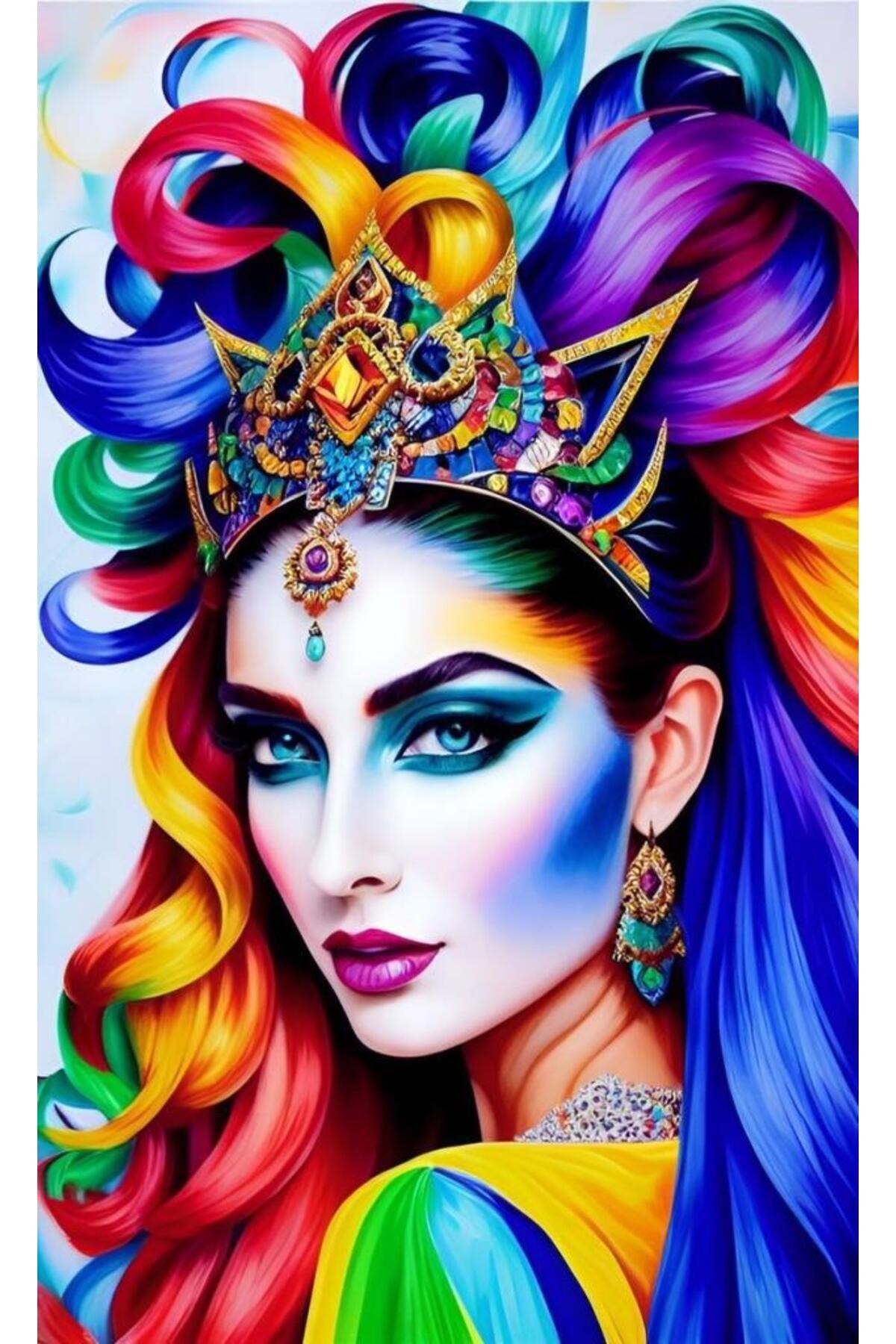 Movas Sanat Rainbow Princess | Diamond Mosaic Painting | Mosaic Puzzle | 35x60 | E20234066