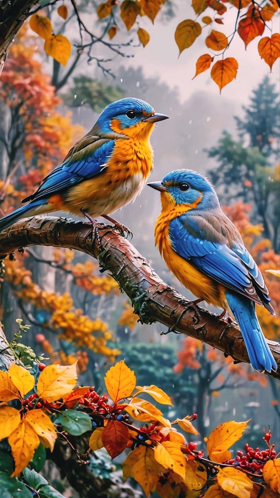 Aşık Kuşlar Mavi Tutku 45x80cm T118 Dialands Elmas Mozaik Tablo