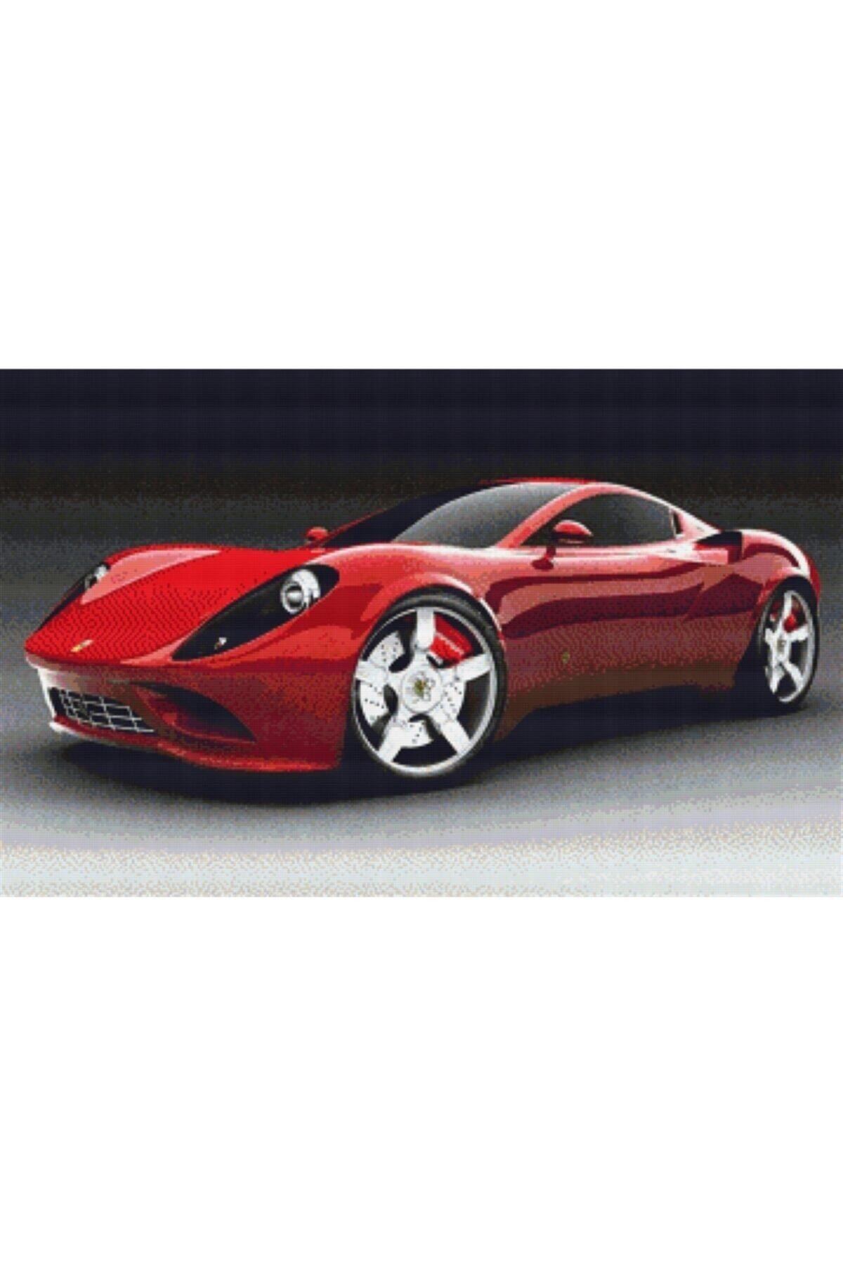 Movas Sanat Kırmızı Ferrari | Elmas Mozaik Tablo | Mozaik Puzzle | 50x31 | E2020680